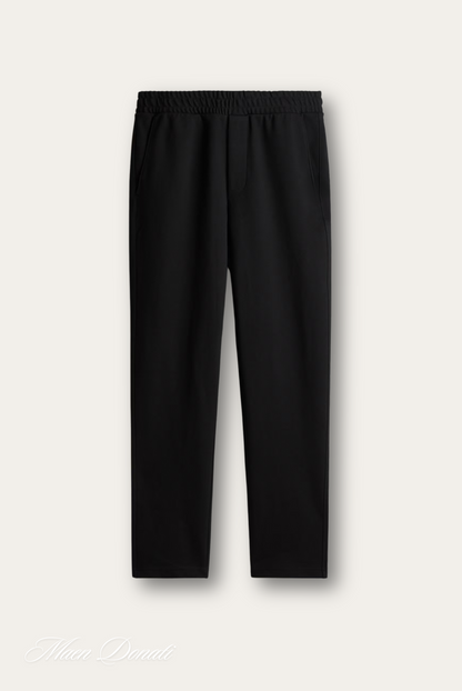Schwarze Herren-Chinohose, elastischer Bund, Baumwolle, elegant, bequem, modisch.
