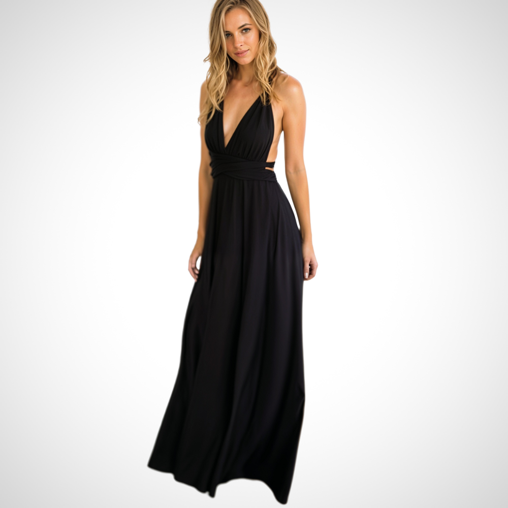 Elegant omlottmaxiklänning med feminin passform – Celine