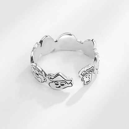Silberarmband mit Cartoon-Gesichtern, modisches Schmuckstück, Unisex-Accessoire, Geschenkidee.