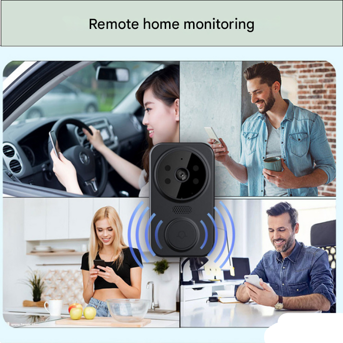 Svart smart Wi‑Fi dörrklocka med kamera – Noctiq