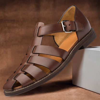 Bekväma herrsandaler i läder med halkfri sula – 50 % rabatt – Milan