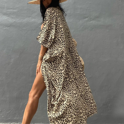 Boho-chiffongstrandblus med kimonoärmar – Ziva