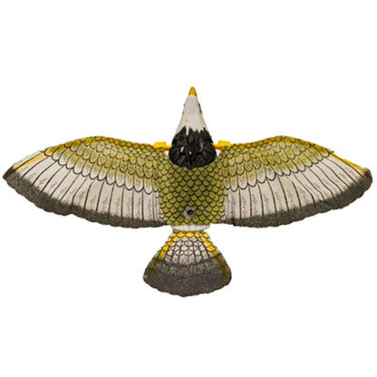 Falkenattrappe zur Vogelabwehr, realistisch, gelb-grau, Kunststoff, Garten, Vogelschutz.