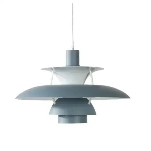 Graue Pendelleuchte, modernes Design, Metall, skandinavischer Stil, Innenbeleuchtung.