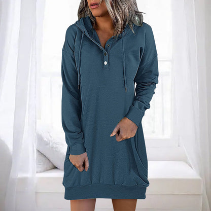 Höstig minimalistisk lång hoodie för dam – Valeria