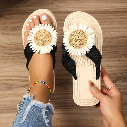Boho slip-on-sandaler med blommönster – Marivi