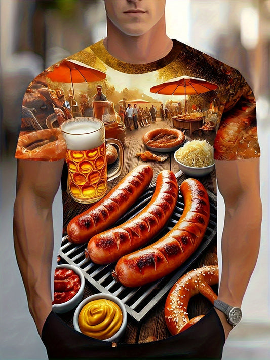 Herrarnas kortärmade T‑shirt med BBQ- och öltryck – Karl Oktoberfest 2026