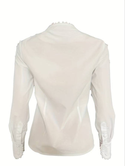 Chic vit damblus med gyllene knappar – Isalie