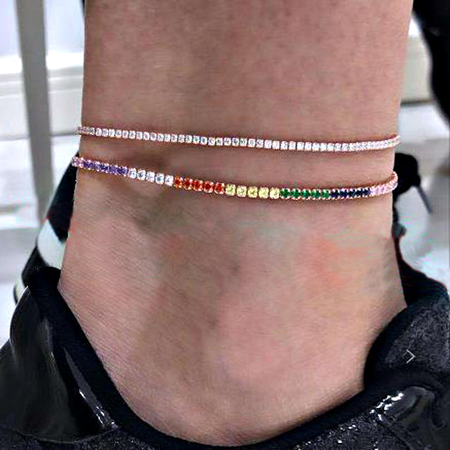 Mehrlagiges Perlen-Snake-Chain-Fußkettchen-Set, Damen, bunt, modisch, Schmuck.