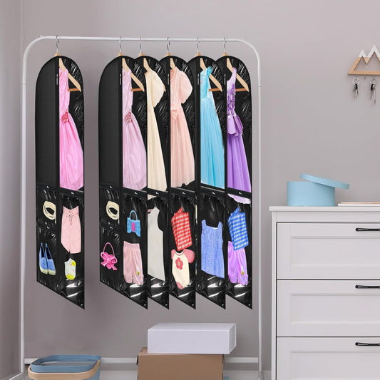 Set med klädpåsar för dans och kostymer – 5-pack med genomskinliga fickor och vikbar flik (Köp 1, få 1 GRATIS)