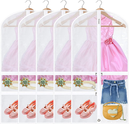 Fällbara klädpåsar för höstdans med blixtlåsfickor för tillbehör – 5-pack (2 till priset av 1)