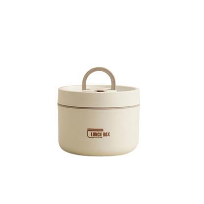 Beige Bento-Lunchbox, mehrschichtig, tragbar, thermisch, japanischer Stil, Edelstahl.