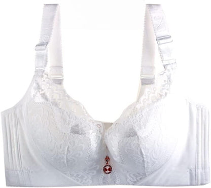 Weißer Spitzen-BH mit breiten Trägern, verstellbar, elegantes Design, Damenunterwäsche.