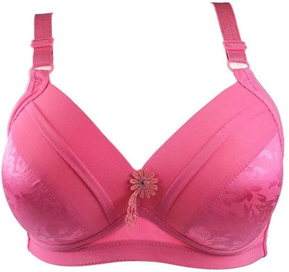 Rosa Damen-BH mit Spitze, verstellbaren Trägern und Blumendetail, Unterwäsche, Dessous.