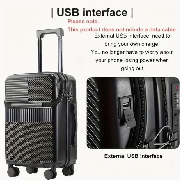 Hårdskaligt handbagage med mugghållare, USB-port och TSA-lås