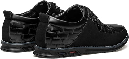 Schwarze Herrenschuhe aus Leder, Freizeitschuhe, rutschfest, atmungsaktiv, modisch.