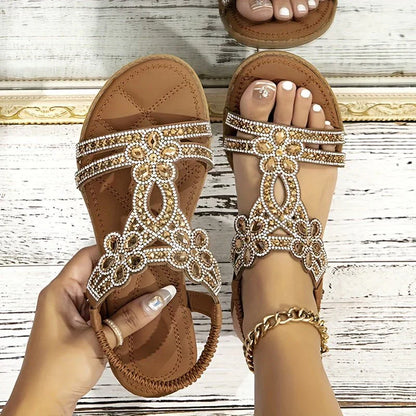 Bohemisk strandsandal med elastisk rem – Naima