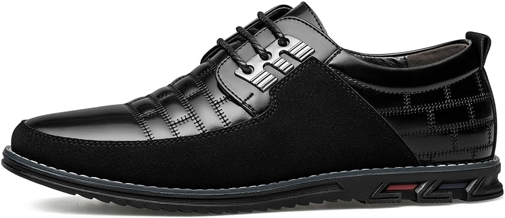 Schwarzer Herren-Ledersneaker, rutschfeste Sohle, modisches Design, Freizeitkleidung.