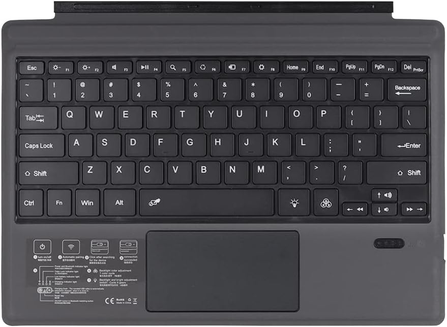 Trådlöst Bluetooth-tangentbord med bakgrundsbelysning och styrplatta för Surface Pro – Nexora