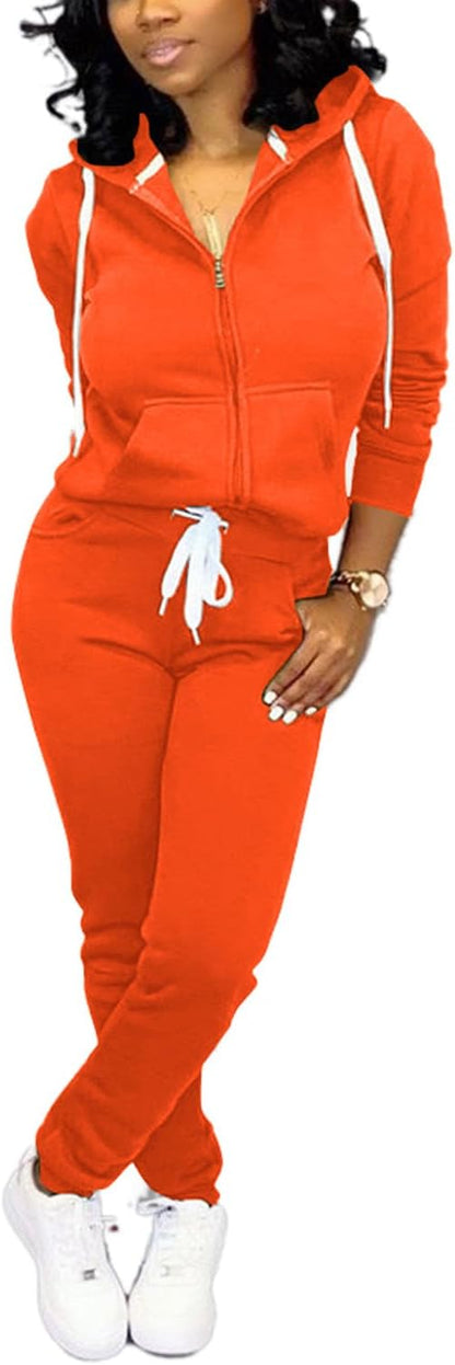Damen Jogginganzug, rot, Kapuzenpullover mit Reißverschluss, Freizeithose, Baumwolle.