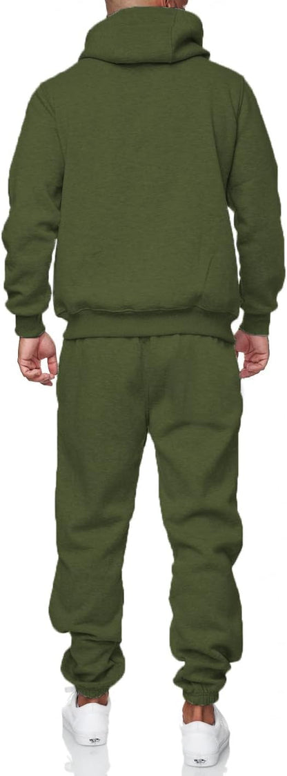 Grüner Herren-Trainingsanzug, Kapuzenpullover und Jogginghose, bequem, sportlich.