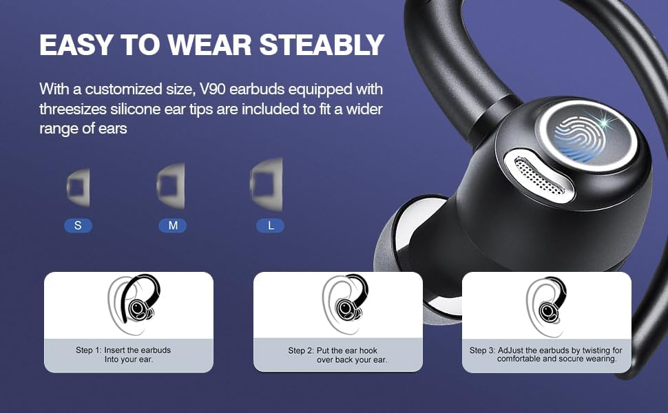 Trådlösa Bluetooth 5.3 sporthörlurar med brusreducering och 48 timmars uppspelning – Zeyora