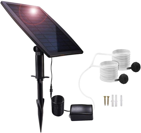 Solcellsdrivet luftpumpskit 2,5 W med slangar och stenar