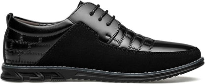 Schwarzer Herren-Lederschnürschuh, elegantes Design, rutschfeste Sohle, Business-Look.