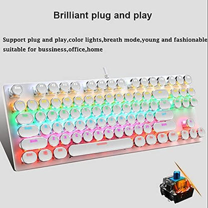 87-tangenter mekaniskt gamingtangentbord, RGB-bakgrundsbelyst, blå switchar