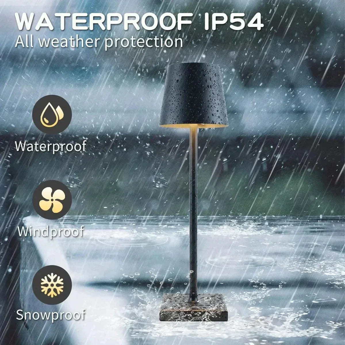 Wasserdichte LED-Tischlampe aus Aluminium, 5200mAh, IP54, für Wohnzimmer oder Bar.