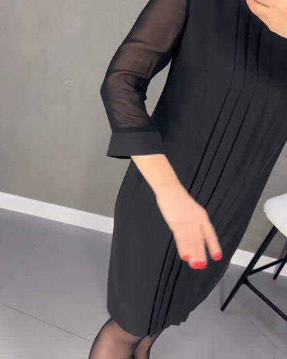 Elegant höstskiftklänning med mesh-detaljer – Gabrielle