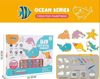 DIY Kristallanhänger Set, Ozean-Serie, Malset für Kinder, kreative Bastelideen, 3+ Jahre.