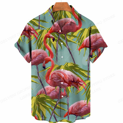 Tropisk 3D-flamingoskjorta – Kai