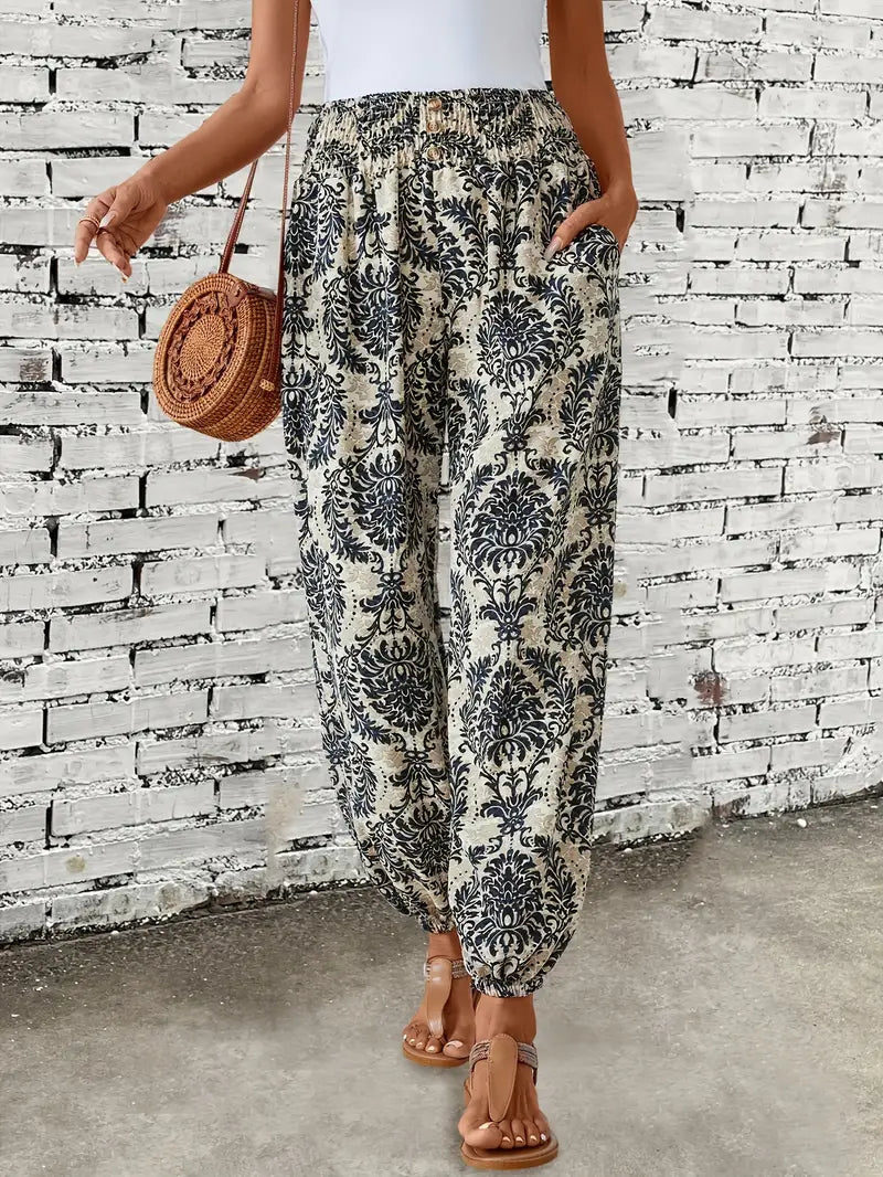 Boho-chic dambyxor med grafiskt tryck – Solara