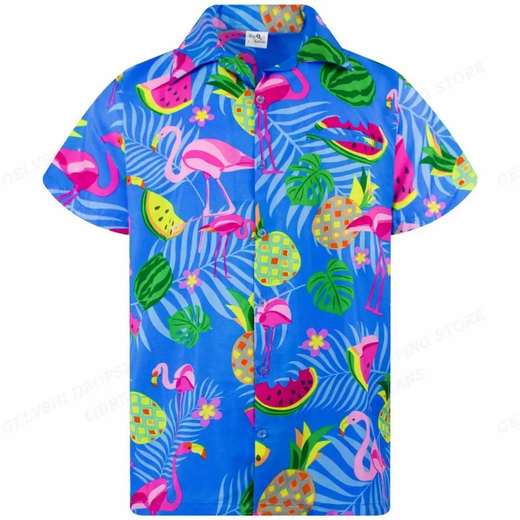 Tropisk 3D-flamingoskjorta – Kai