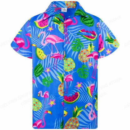 Tropisk 3D-flamingoskjorta – Kai