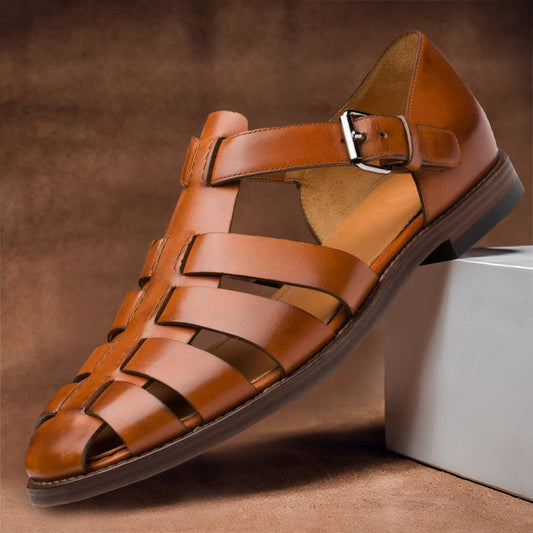 Bekväma herrsandaler i läder med halkfri sula – 50 % rabatt – Milan