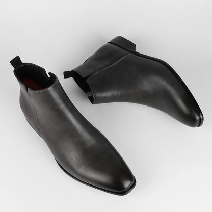 Dunkelgrüne Chelsea Boots aus Leder für Herren, elegant, rutschfeste Sohle, modisch.
