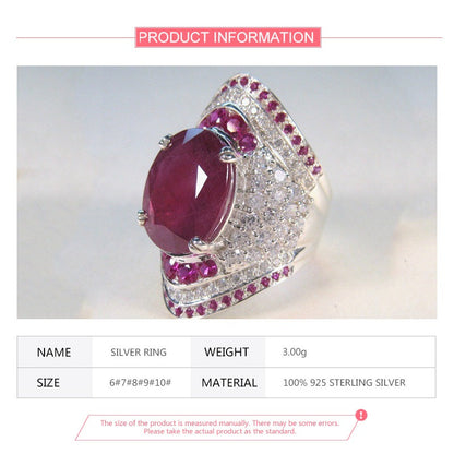 Silberring mit rotem Edelstein, 925 Sterling Silber, Damenring, Schmuck, luxuriöses Design.