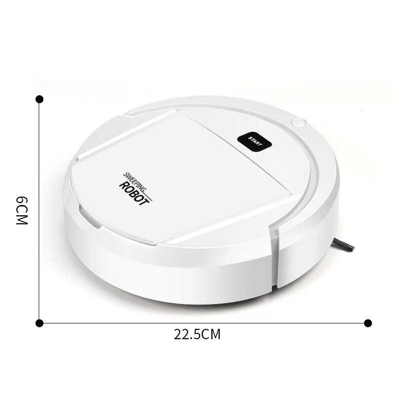 Weißer Saugroboter, 22,5 cm, automatischer Staubsauger, kompakt, effizient, Smart Home Reinigung.