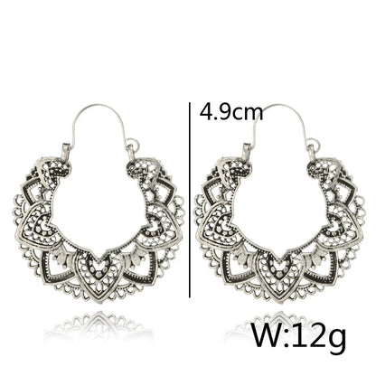 Silberne Boho-Ohrringe, filigranes Design, 4,9 cm, 12 g, Damen-Schmuck, Vintage-Stil.