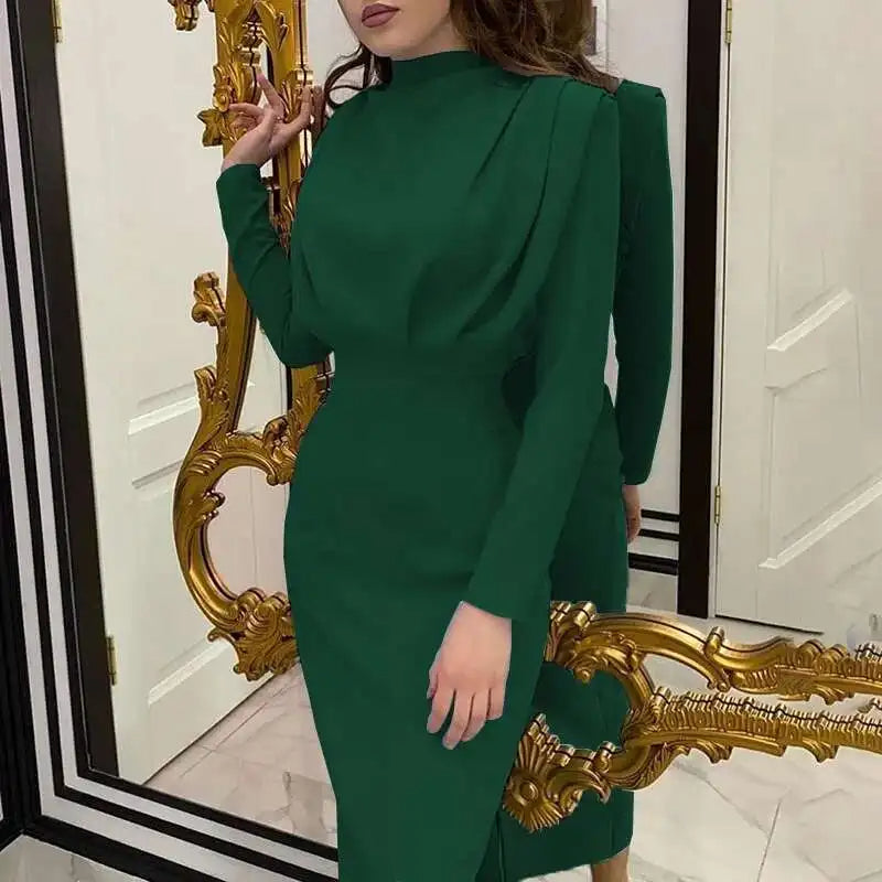 Bodycon midi-klänning med polokrage - Valeria