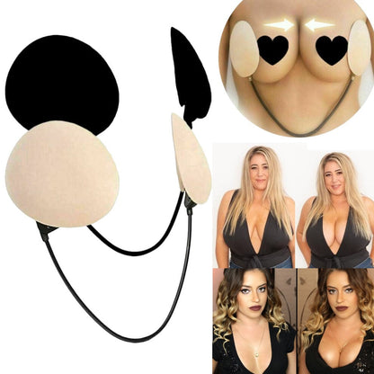 Unsichtbarer BH, selbstklebend, beige, rückenfrei, trägerlos, für tief ausgeschnittene Kleider.