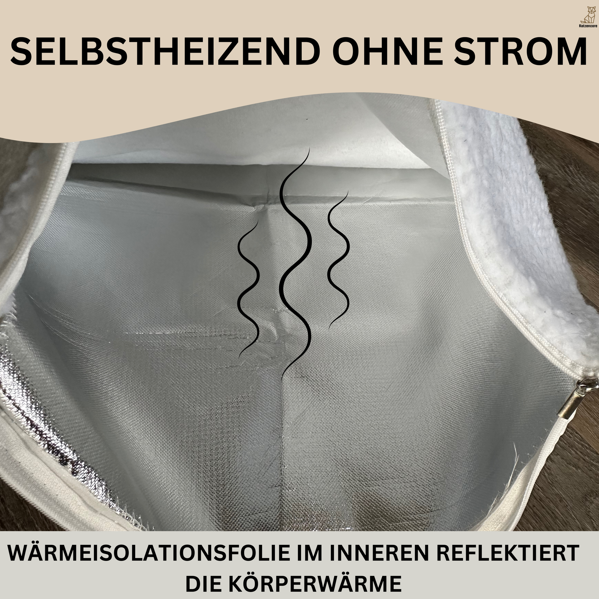 Selbstheizende Decke, wärmeisolierend, ohne Strom, reflektiert Körperwärme, silberne Folie.