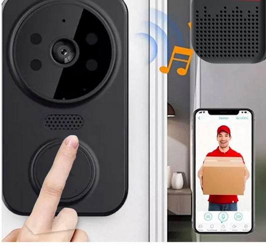 Svart smart Wi‑Fi dörrklocka med kamera – Noctiq