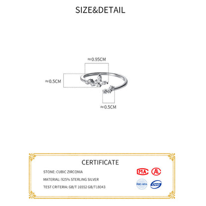 Silberring mit Zirkonia, 925er Sterlingsilber, elegantes Design, Schmuck für Damen.