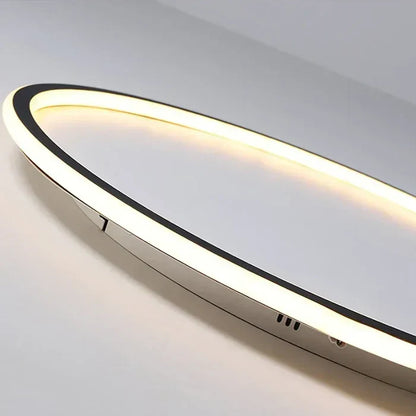 Moderne LED-Deckenleuchte, oval, schwarz-weiß, energiesparend, für Wohnzimmerbeleuchtung.