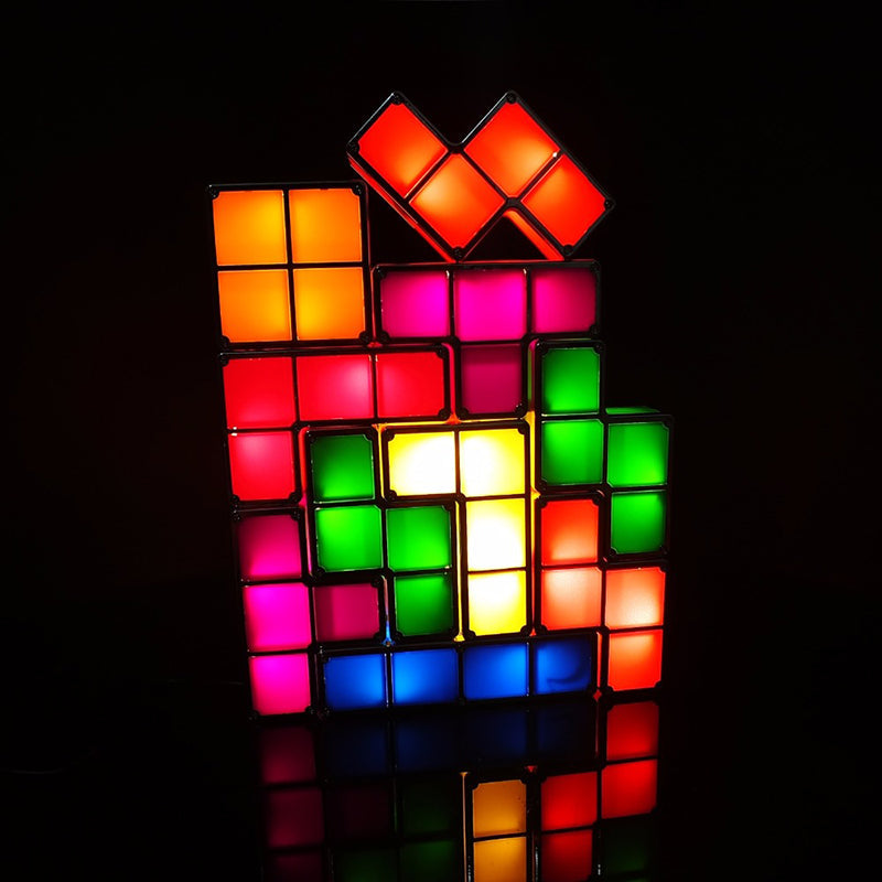 Bunte Tetris-Lampe, LED, stapelbar, Retro-Design, Nachtlicht, Dekoration, Wohnzimmer, Geschenk.