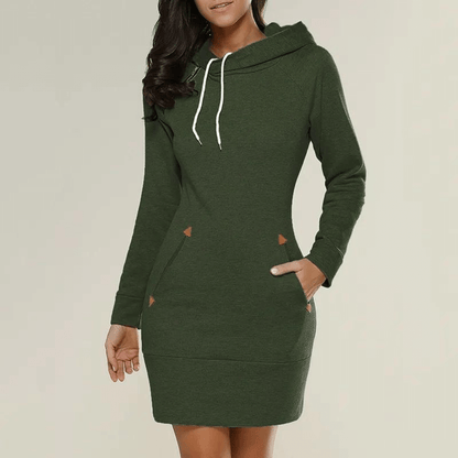 Höstlig hoodie sweatkjol med fickor - Isabella