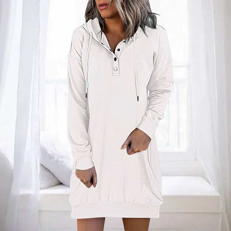 Höstig minimalistisk lång hoodie för dam – Valeria